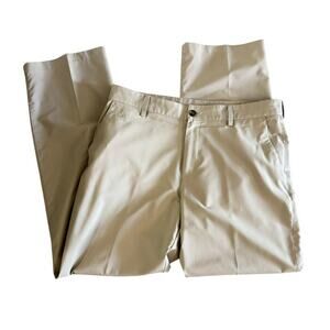 Adidas ClimaLite Golf Pants Khaki Beige Pleated Athletic Pants Size 34x32